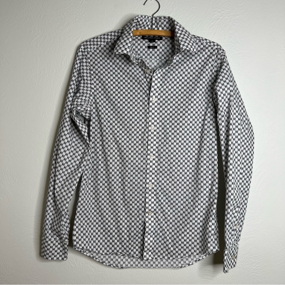 Michael Kors Men's Slim Fit Long Sleeve Button-Down Cotton Blend Shirt Size S